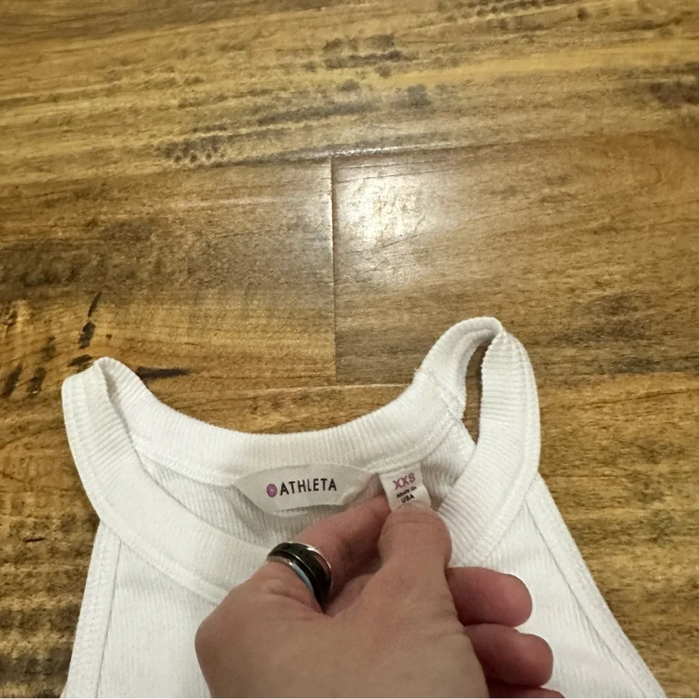 Athleta White Ribbed Tank Top - Picture 2 of 2